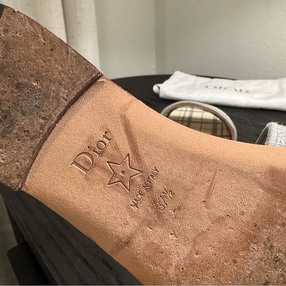 Christian Dior Dway Slide Sandal Embroidered Logo Gray 37.5 - Picture 8 of 9